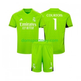 Koszulka Real Madryt Thibaut Courtois 1 Bramkarska Dziecięcy Domowe Koszulki Piłkarskie 2023-2024 Krótki Rękaw